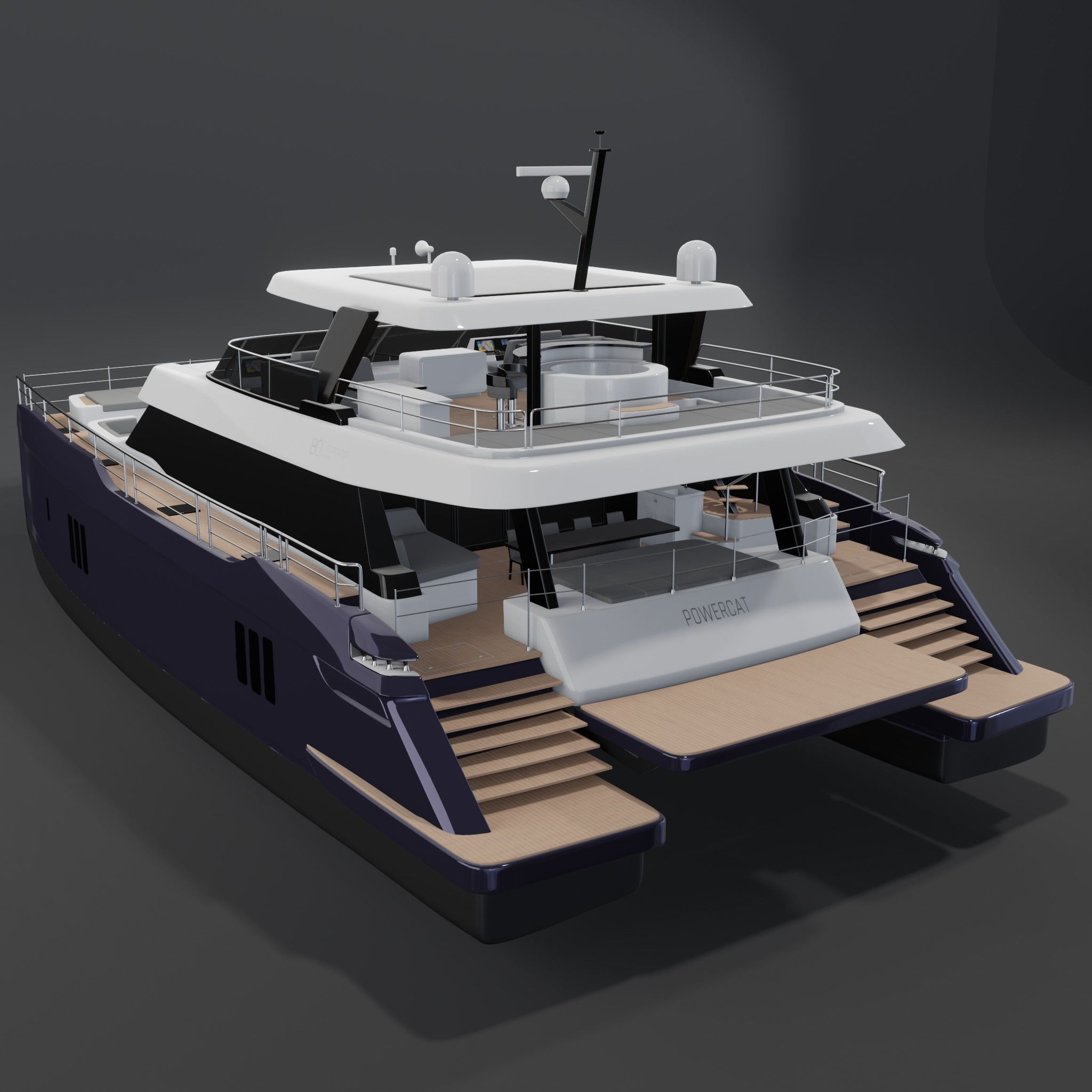 3D model 80 power catamaran Yacht beautiful Rendering PBR 3D model_1