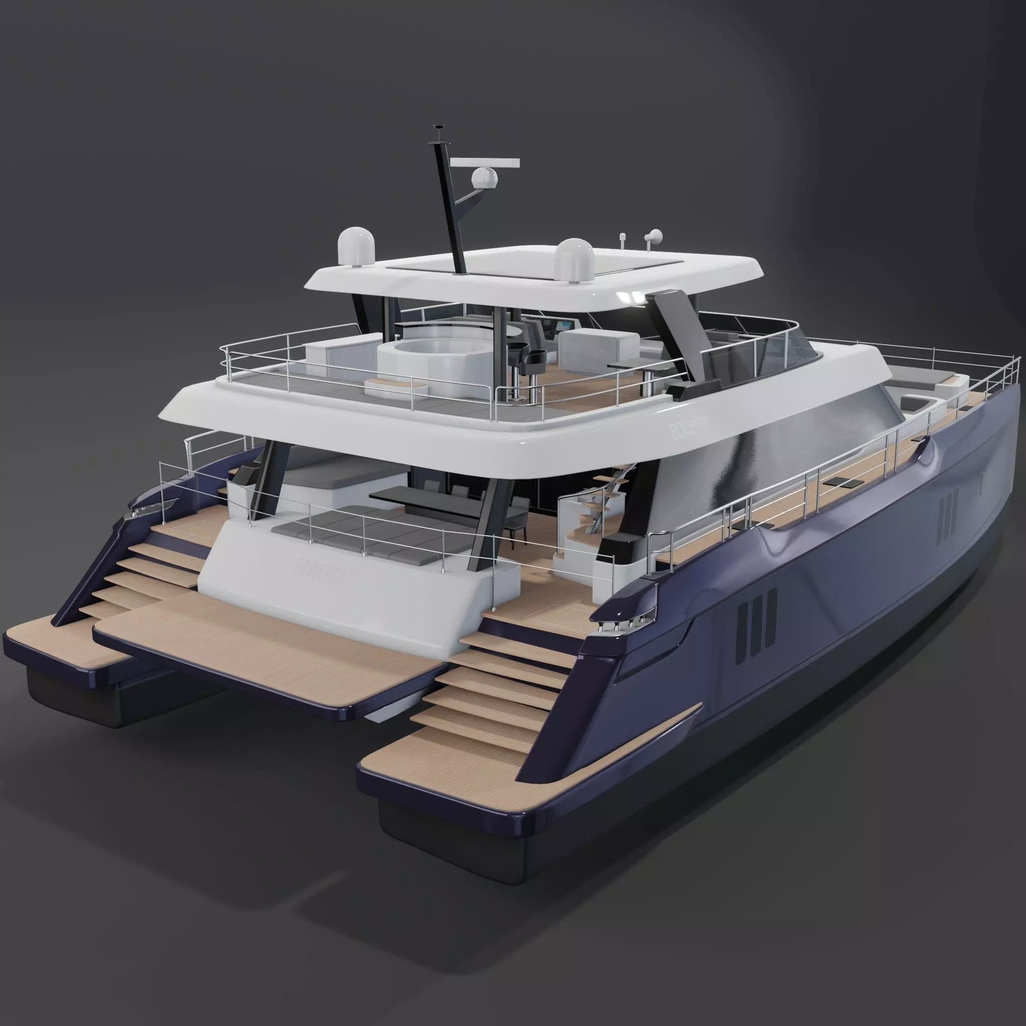3D model 80 power catamaran Yacht beautiful Rendering PBR 3D model_0