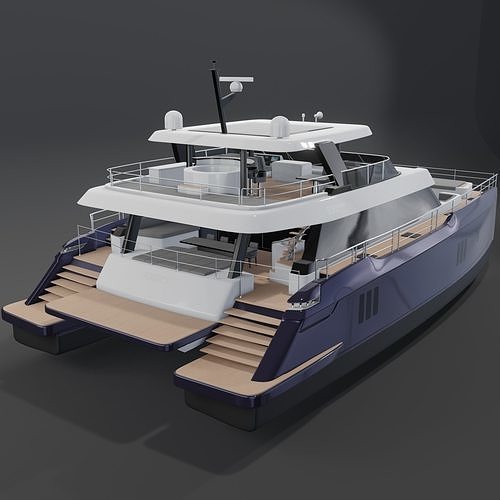 3D model 80 power catamaran Yacht beautiful Rendering PBR 3D model