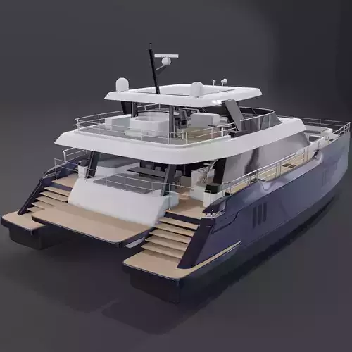 3D model 80 power catamaran Yacht beautiful Rendering PBR 3D model