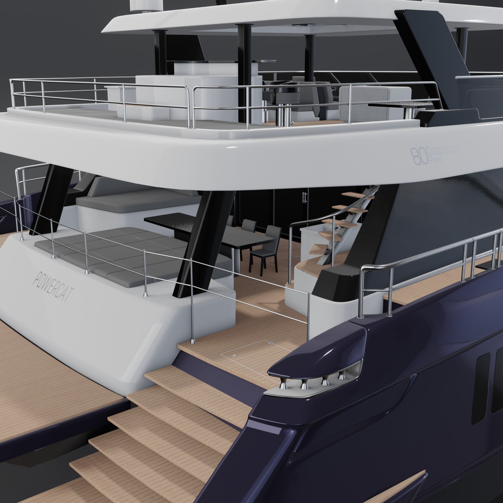 3D model 80 power catamaran Yacht beautiful Rendering PBR 3D model_6