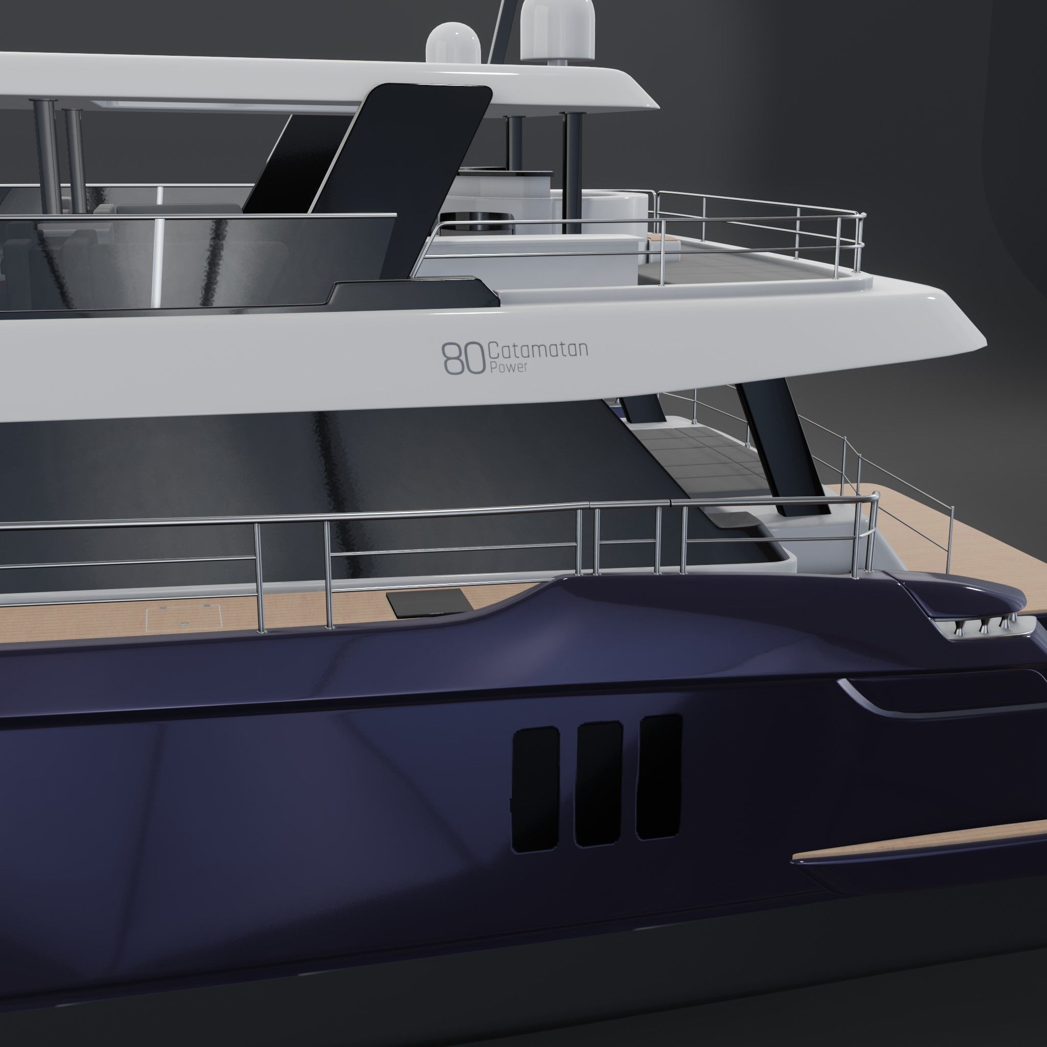 3D model 80 power catamaran Yacht beautiful Rendering PBR 3D model_2