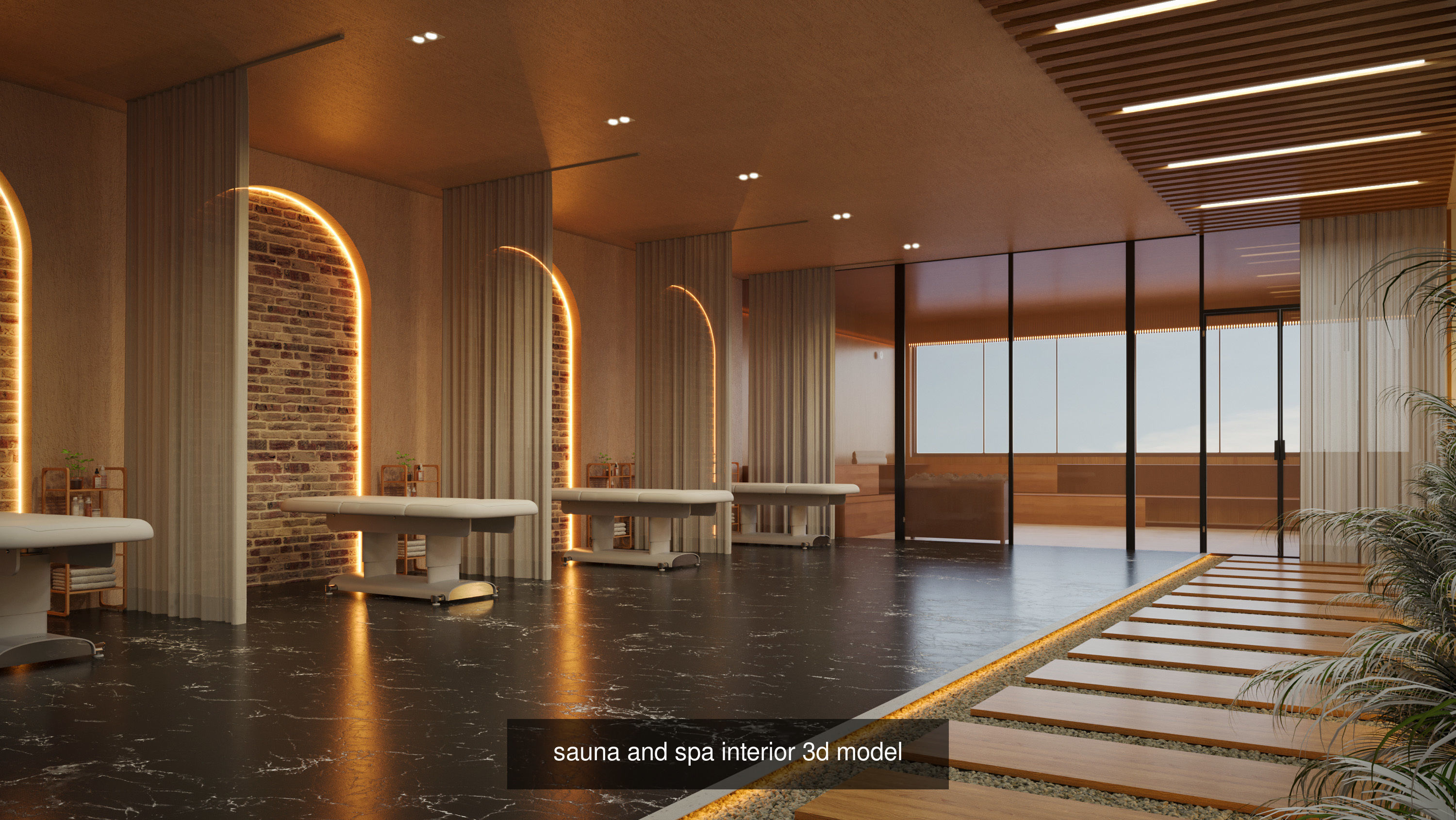 collection set of Spa and sauna massage parlors spaces _2