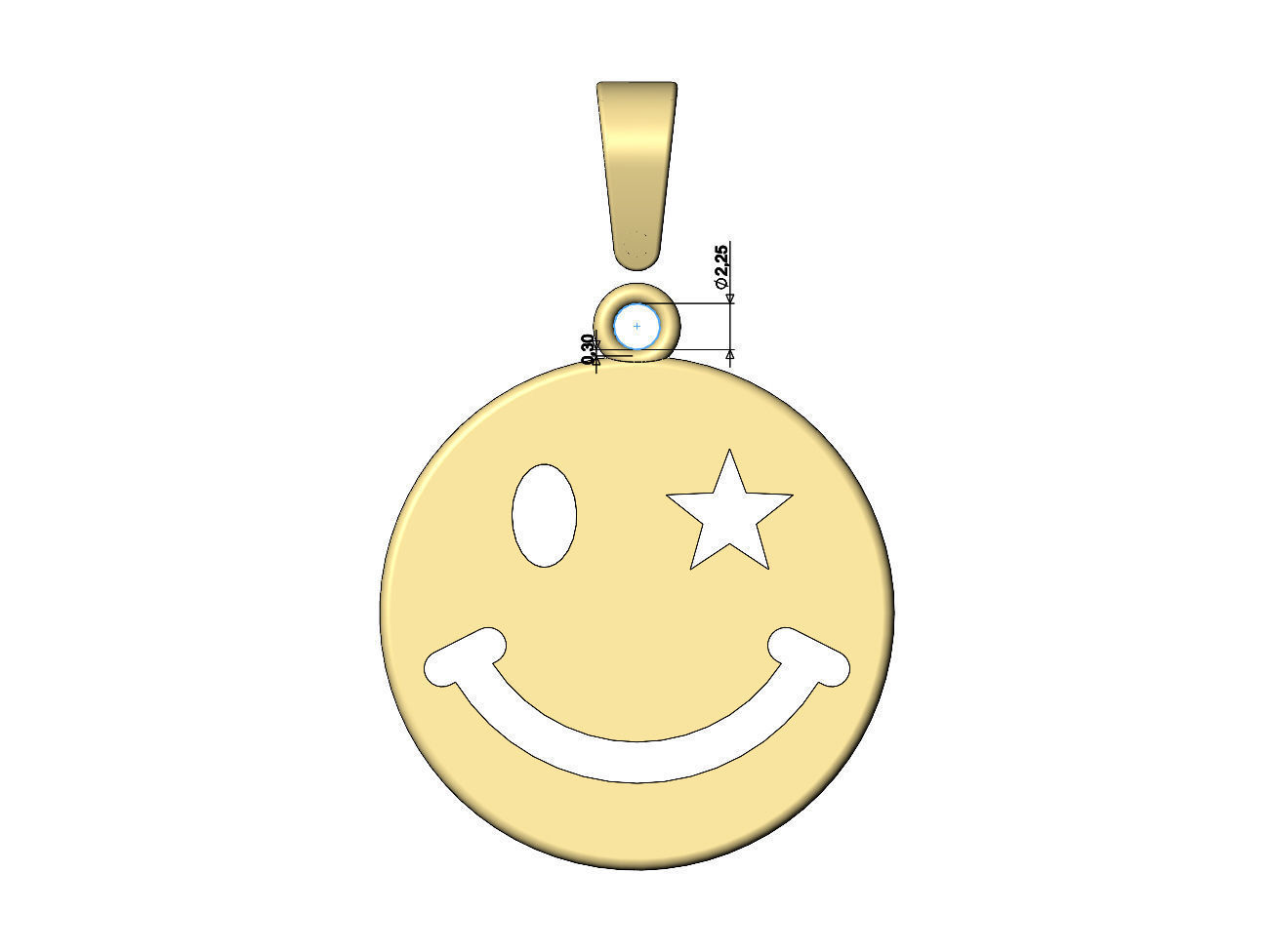 Smiley face coin pendant charm with bail 3D print model_7