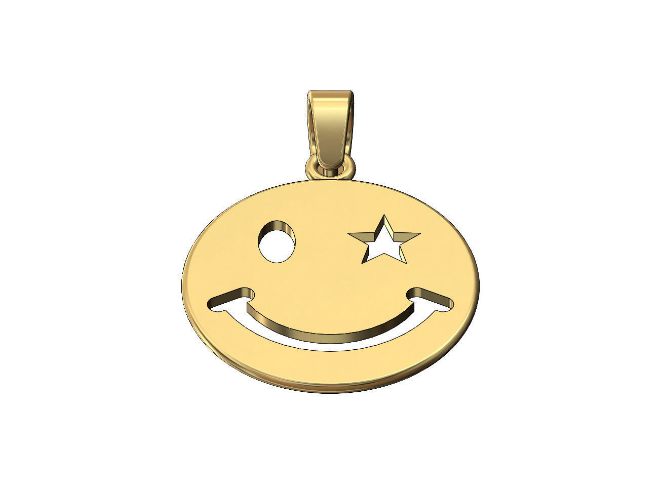 Smiley face coin pendant charm with bail 3D print model_2