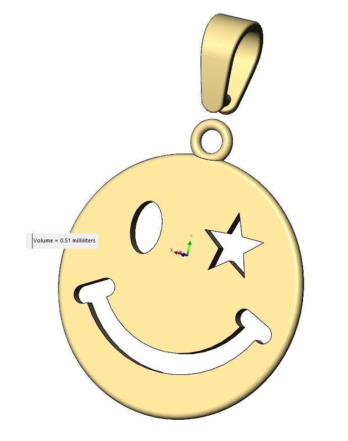 Smiley face coin pendant charm with bail 3D print model_12