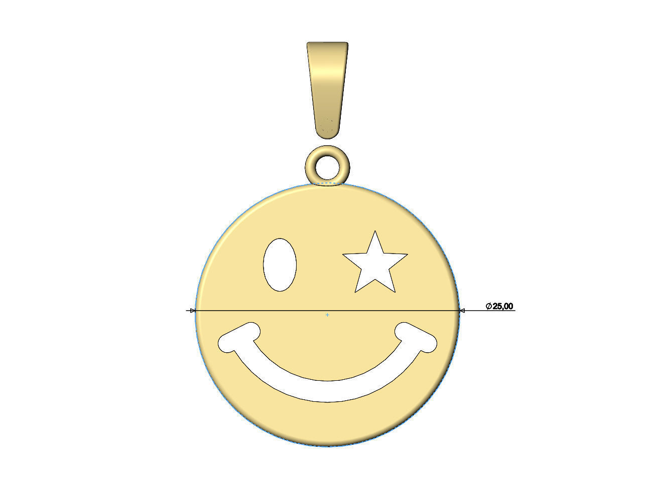Smiley face coin pendant charm with bail 3D print model_6