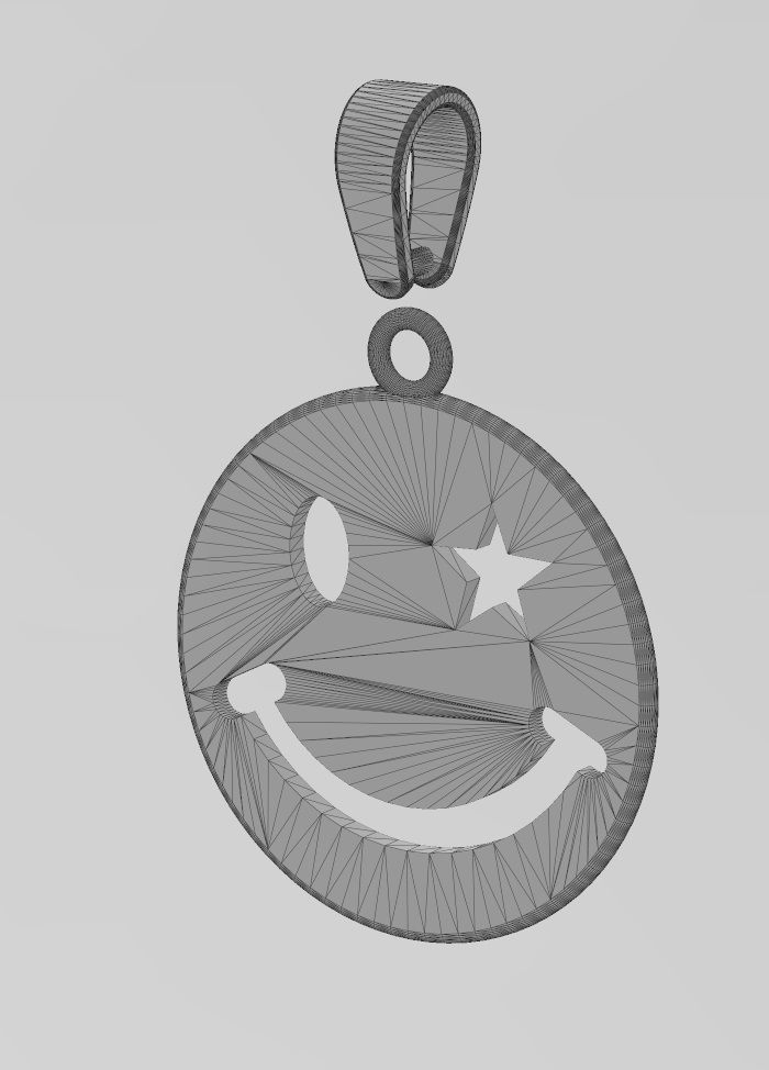 Smiley face coin pendant charm with bail 3D print model_13