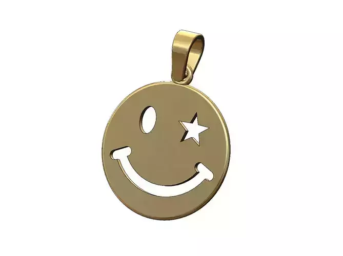Smiley face coin pendant charm with bail 3D print model