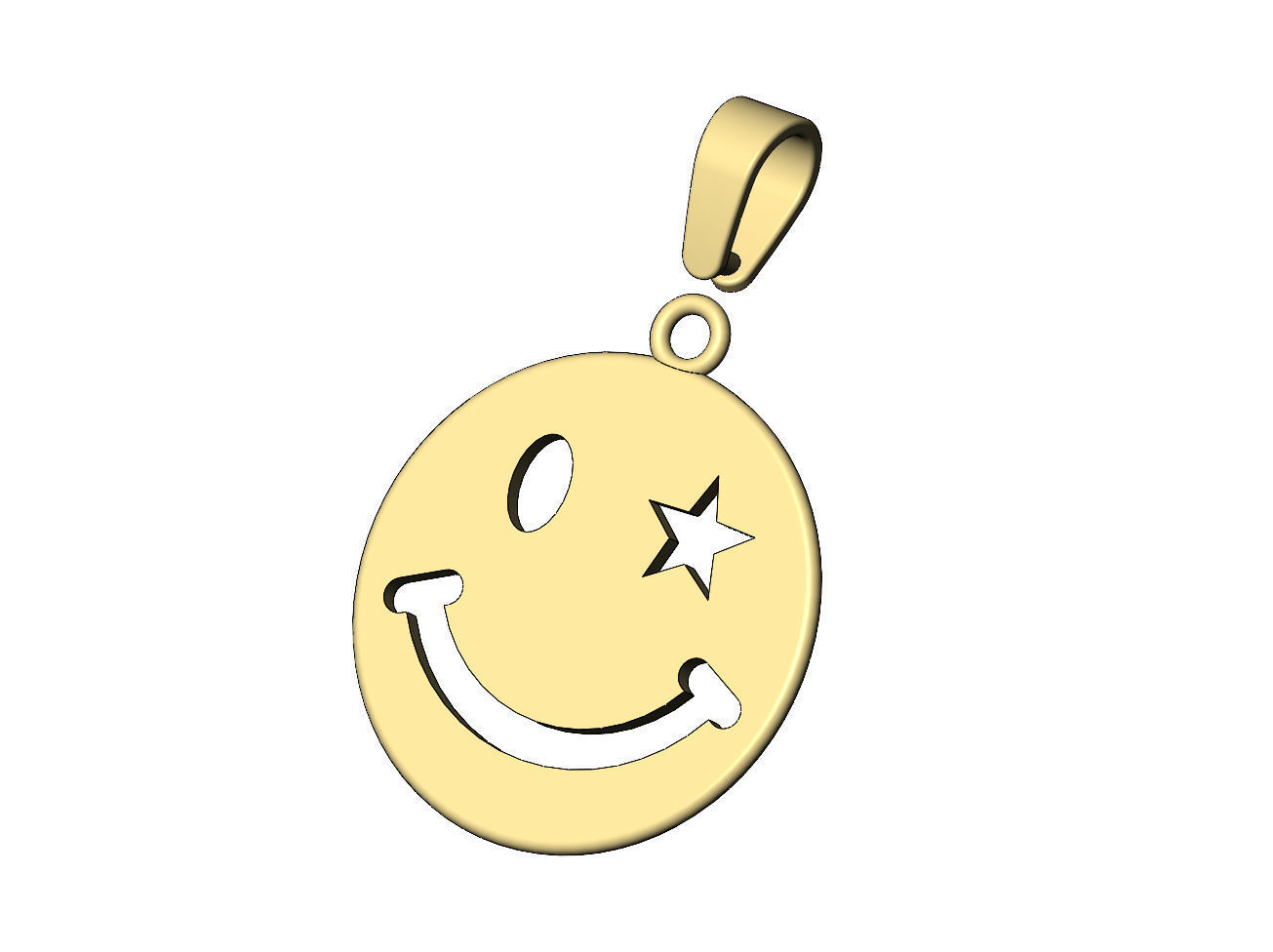 Smiley face coin pendant charm with bail 3D print model_5