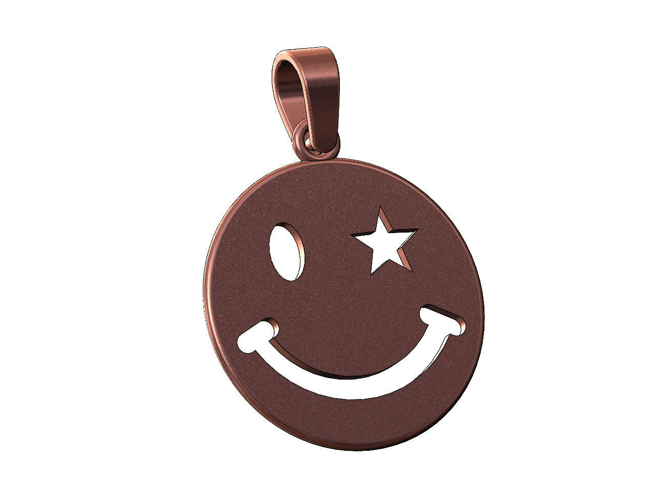 Smiley face coin pendant charm with bail 3D print model_10
