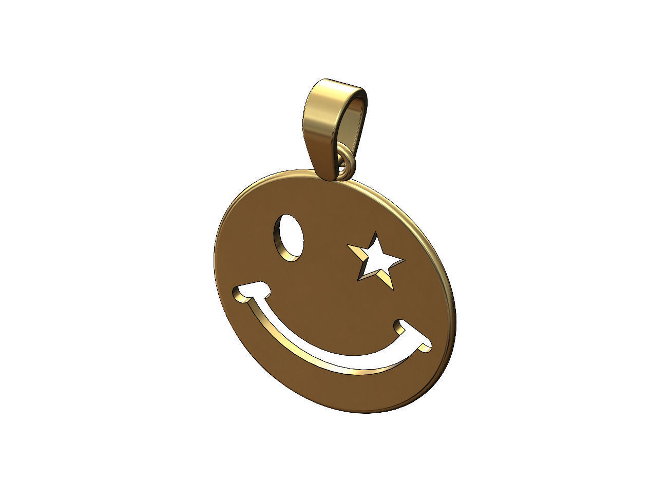 Smiley face coin pendant charm with bail 3D print model_4