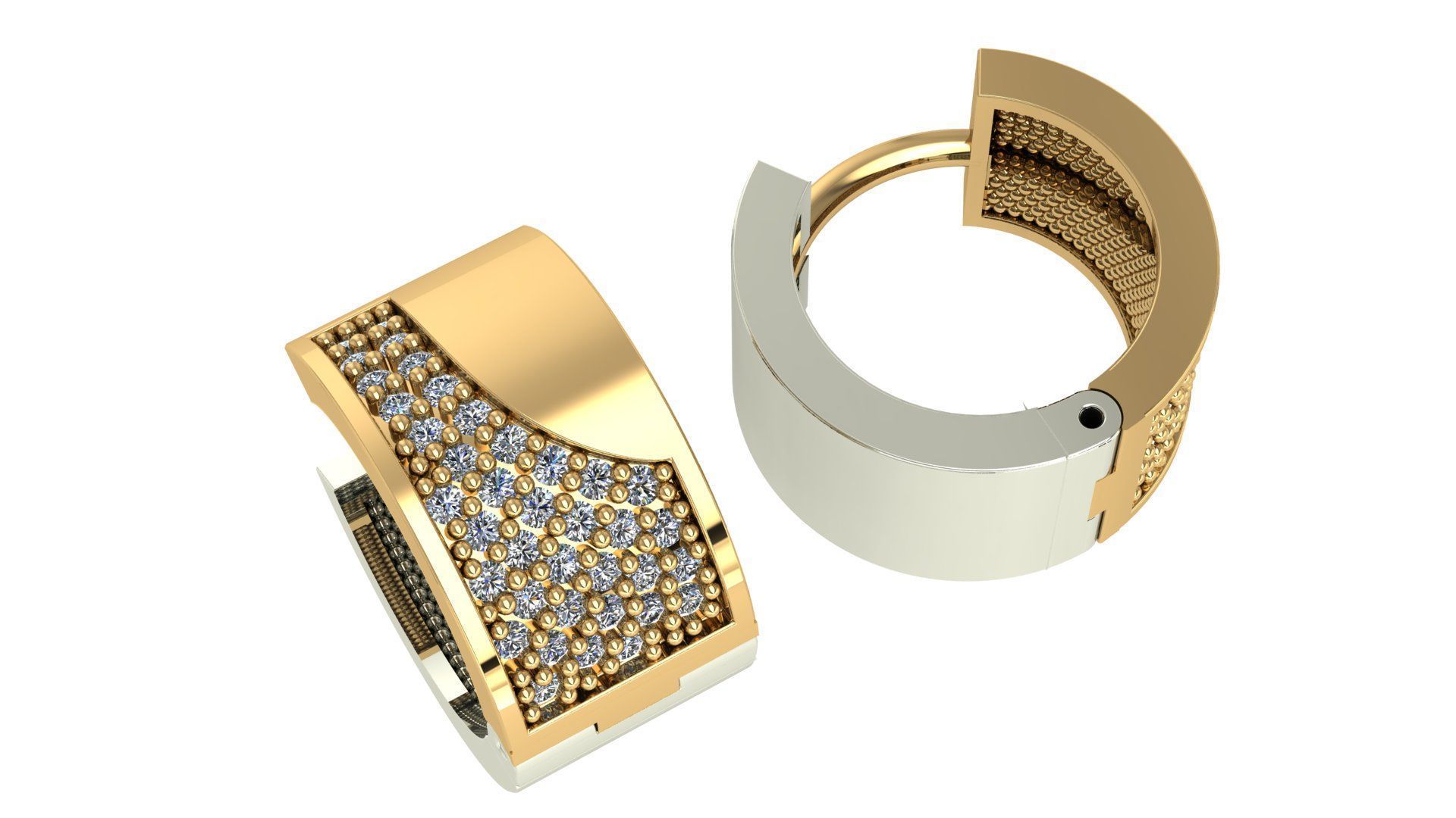 Diamond Earrings 3dm stl renders details 3D print model_1