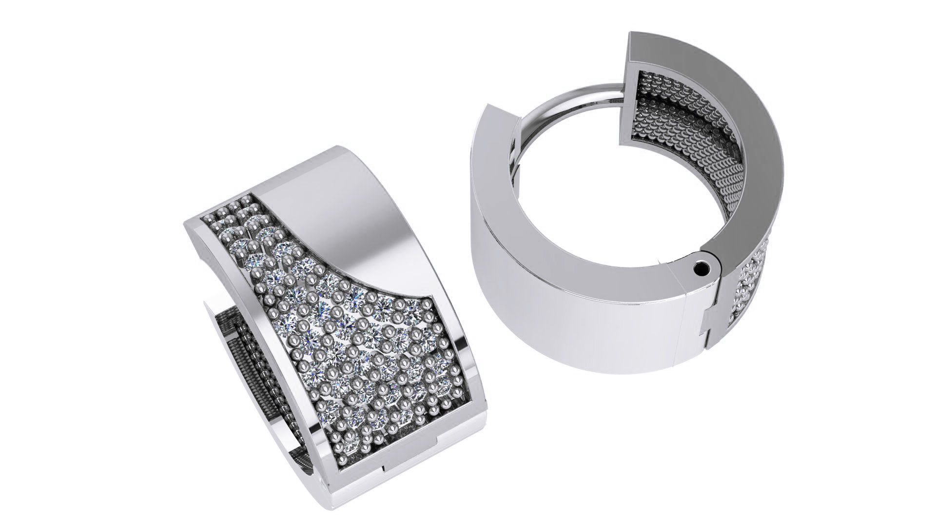 Diamond Earrings 3dm stl renders details 3D print model_2