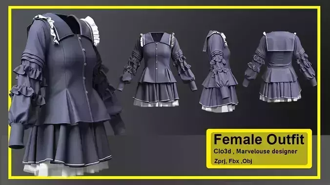 Female uniform 3D model