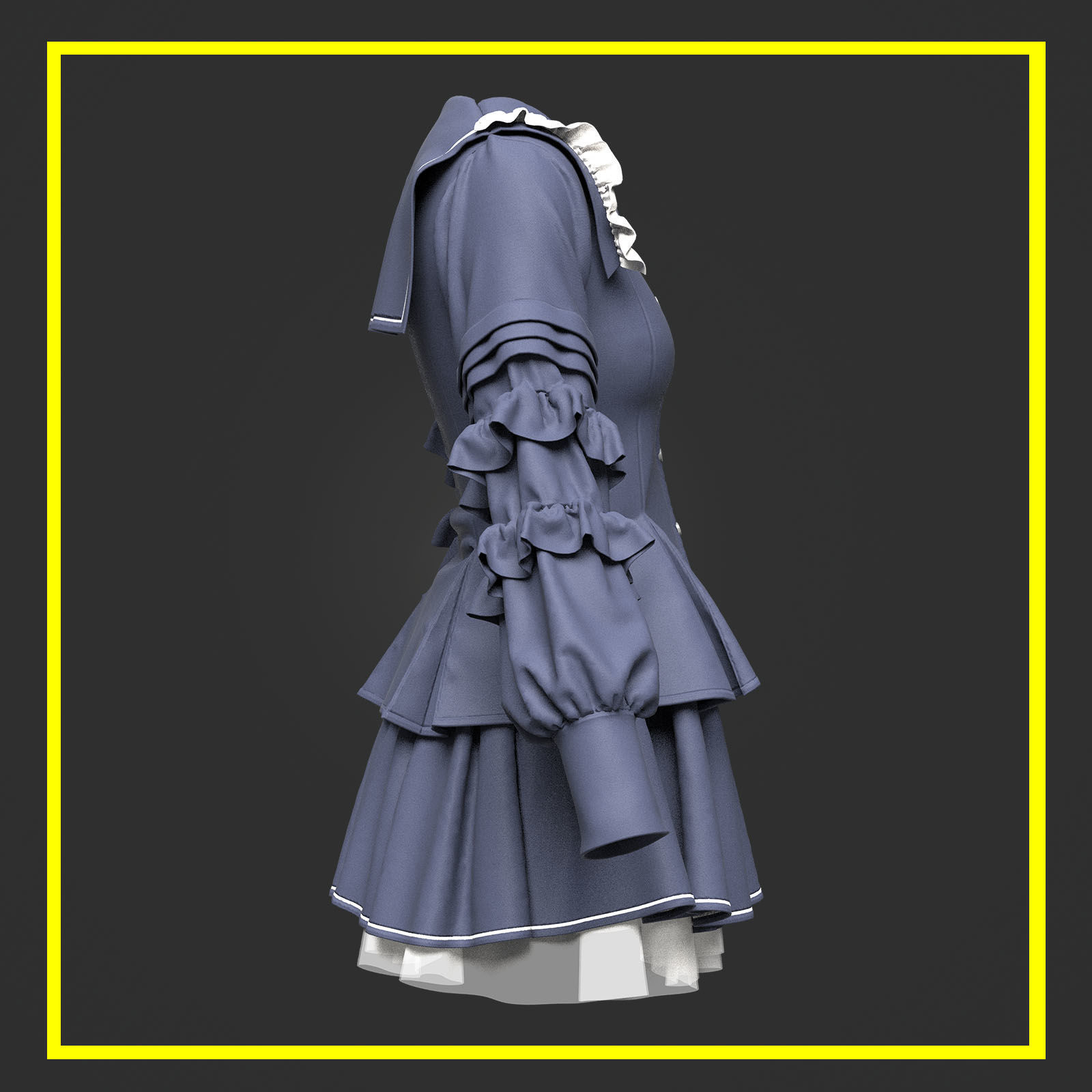 Female uniform 3D model_3