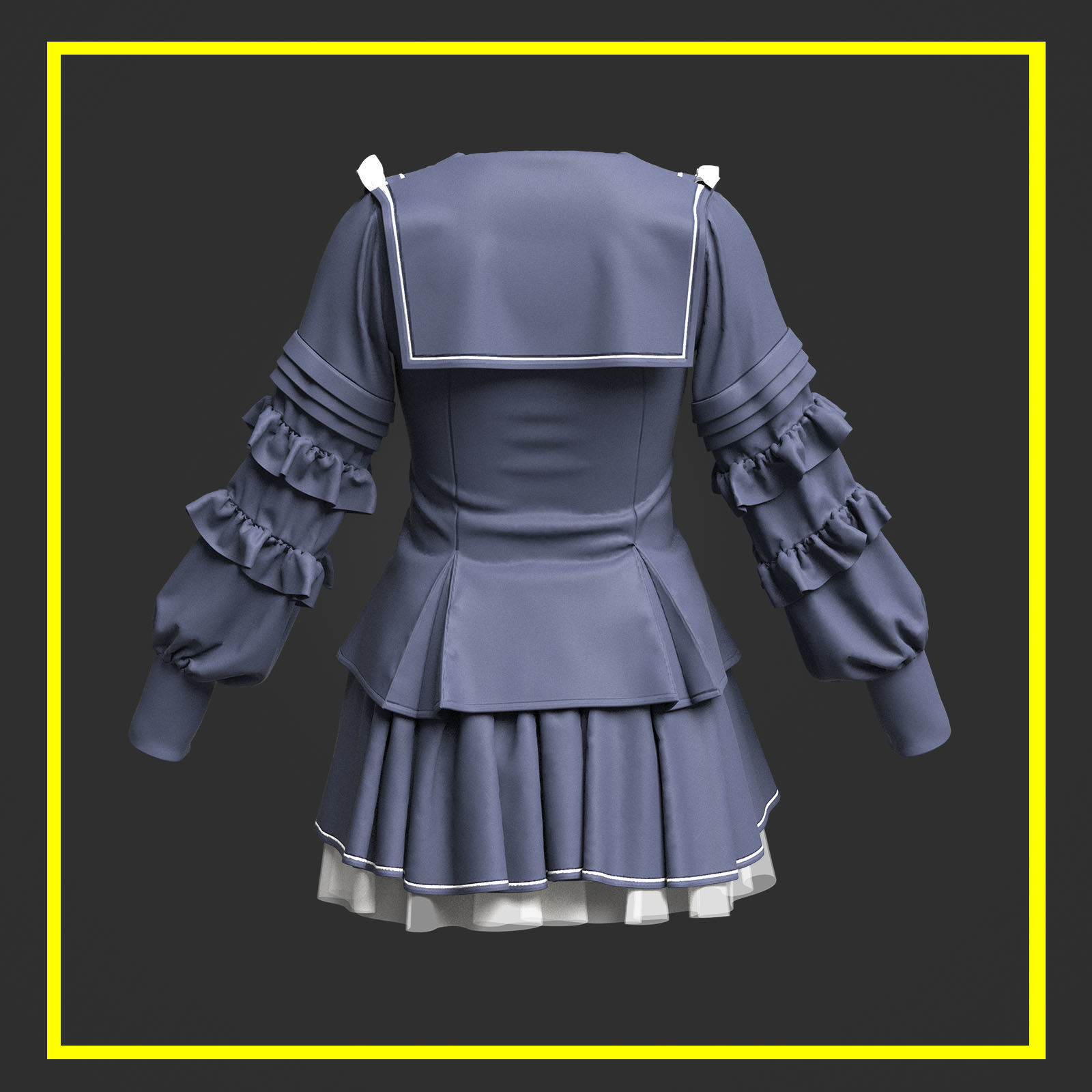 Female uniform 3D model_4