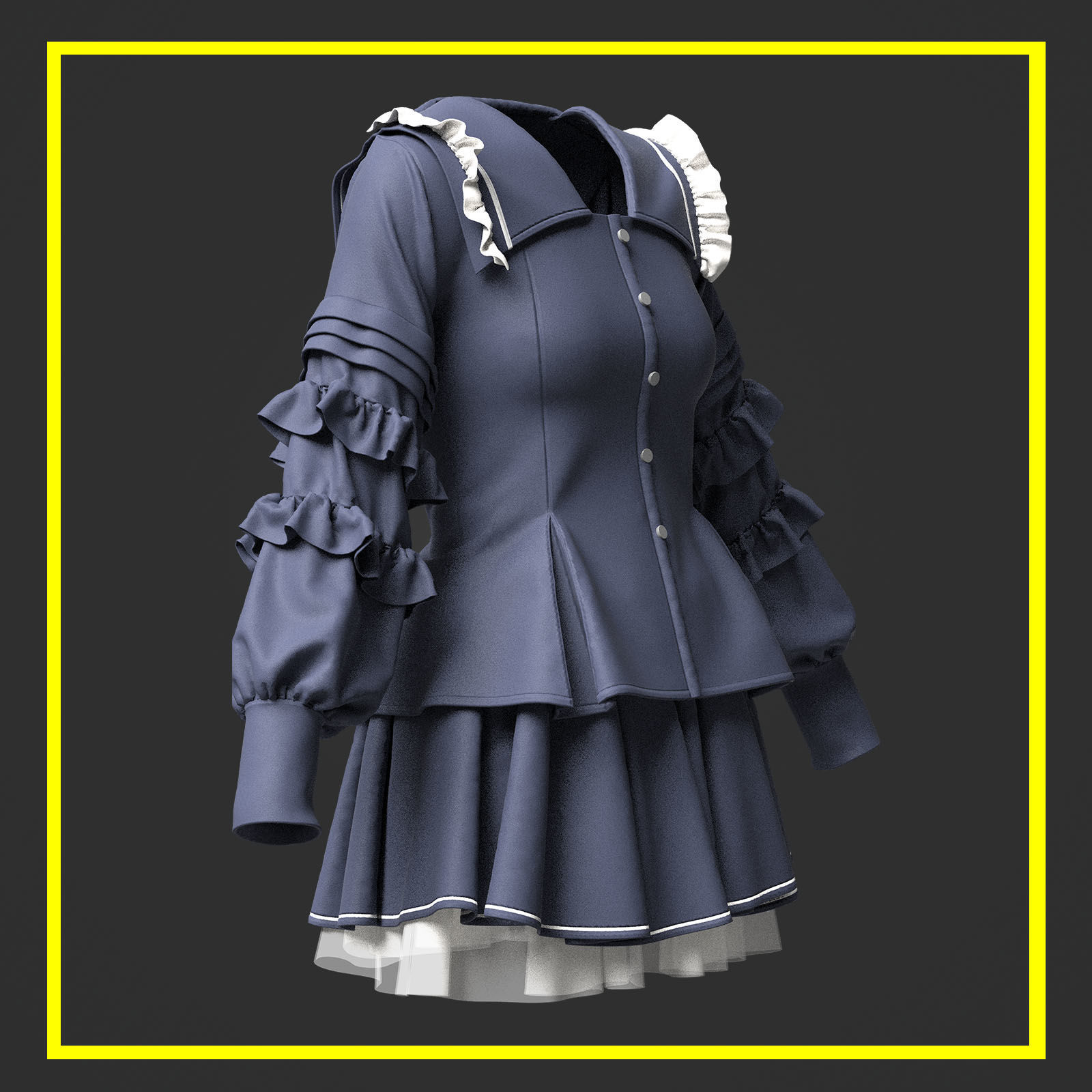 Female uniform 3D model_1
