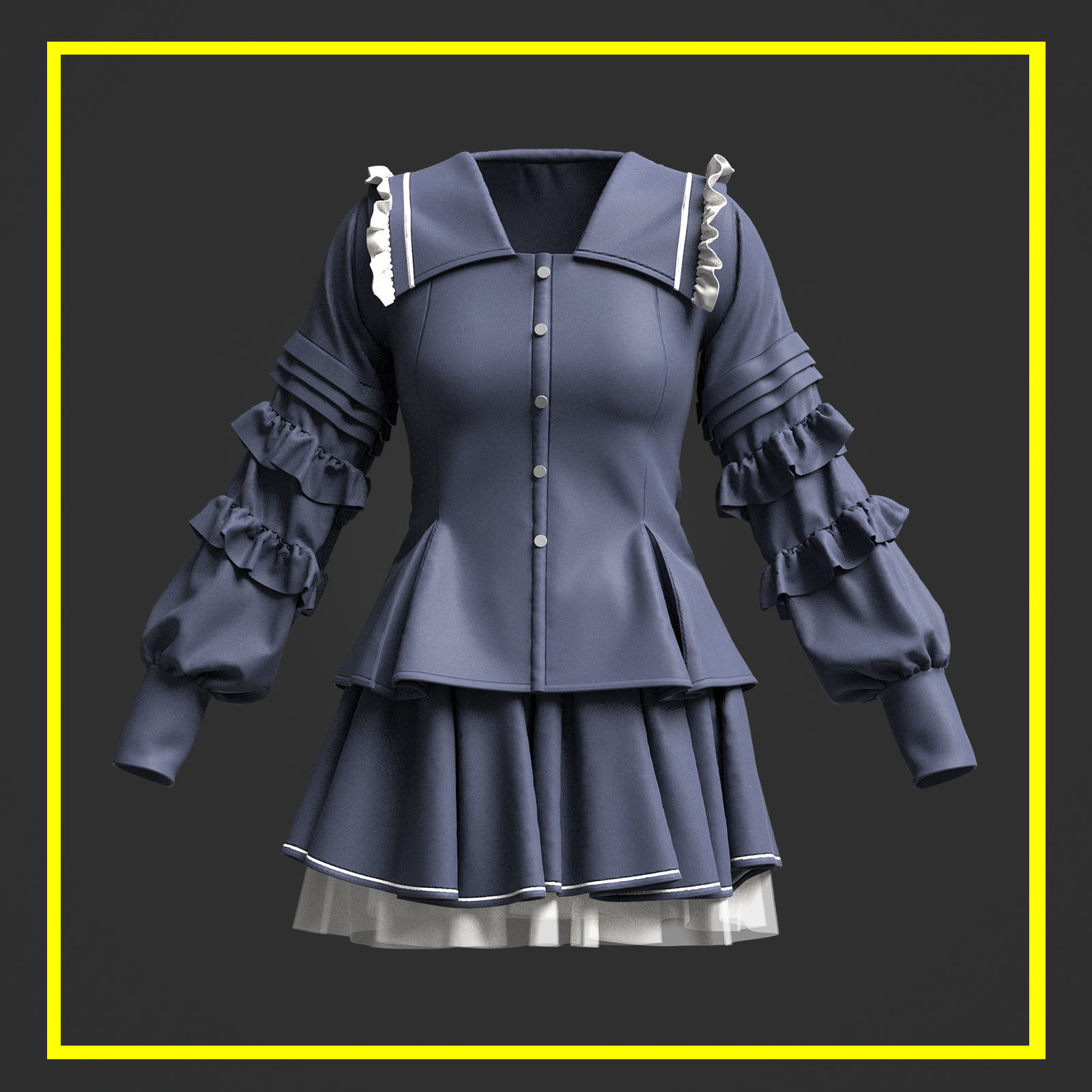 Female uniform 3D model_2