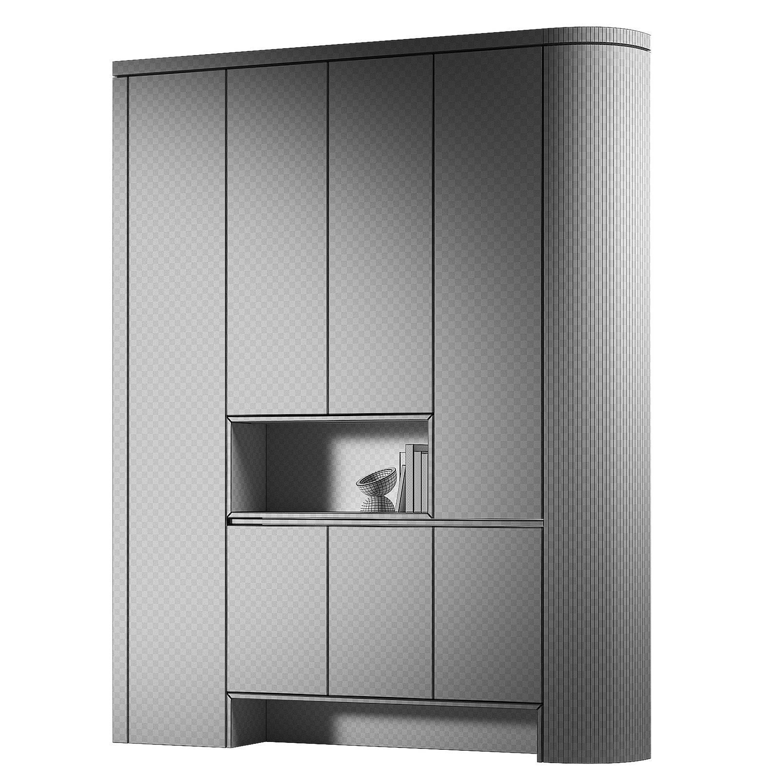 Modular Rounded Cabinet Furniture Minimal White Wardrobe kit 3D model_4