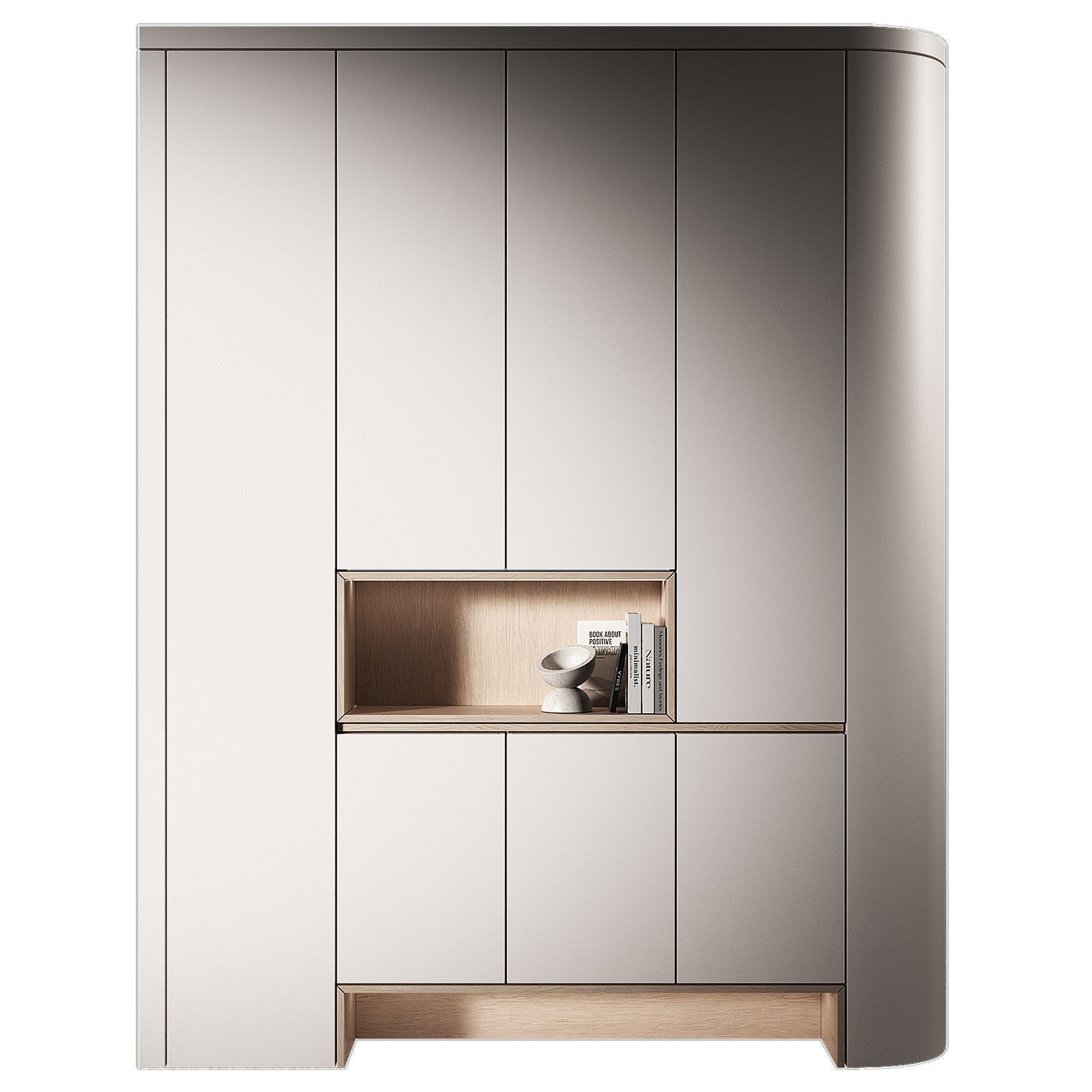 Modular Rounded Cabinet Furniture Minimal White Wardrobe kit 3D model_2