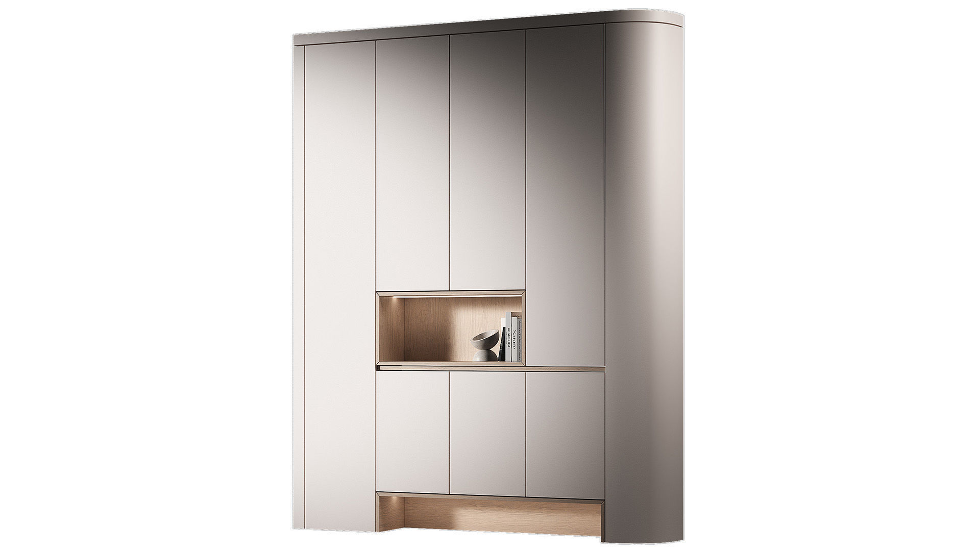 Modular Rounded Cabinet Furniture Minimal White Wardrobe kit 3D model_1