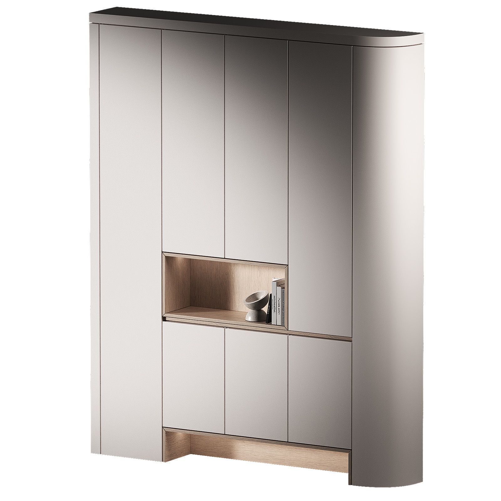 Modular Rounded Cabinet Furniture Minimal White Wardrobe kit 3D model_5