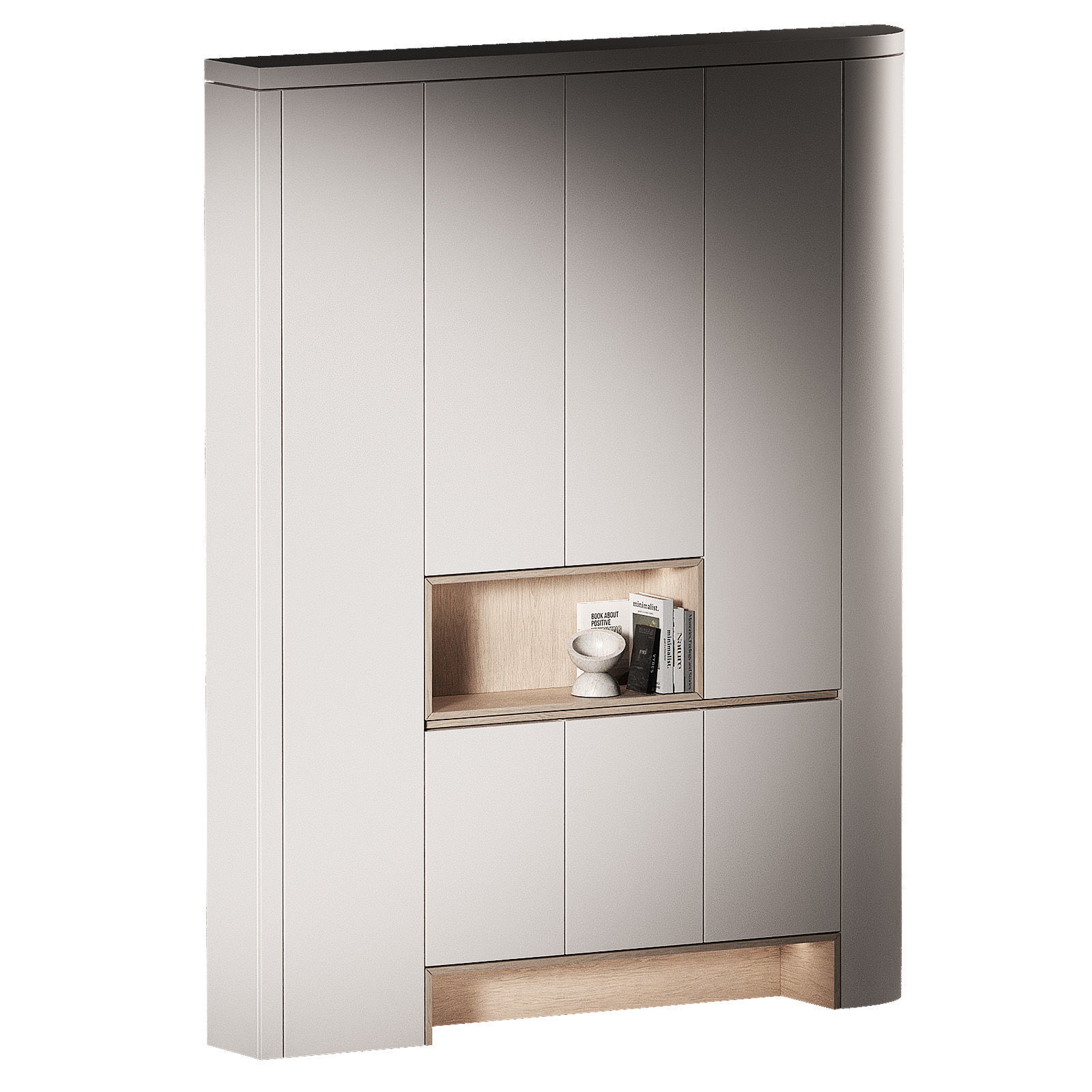 Modular Rounded Cabinet Furniture Minimal White Wardrobe kit 3D model_6