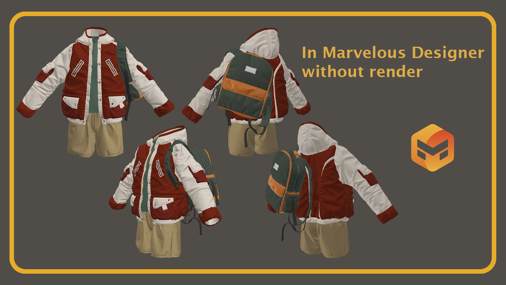 4 in 1 Casual streetwear Outfit PLUS 2 Tutorials 3D model_2