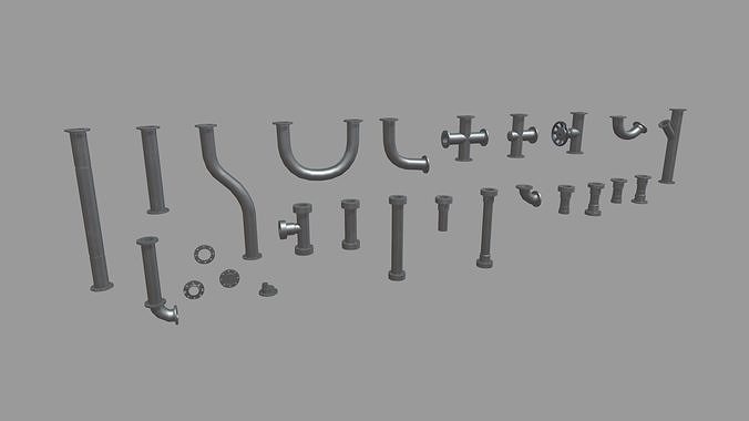 Low Poly Pipes Pack Low-poly 3D model