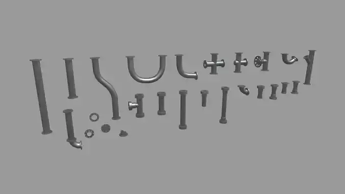 Low Poly Pipes Pack Low-poly 3D model