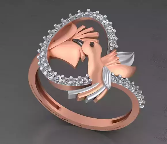 Hummingbird Light weight italian diamond ring 3dm stl renders  3D print model