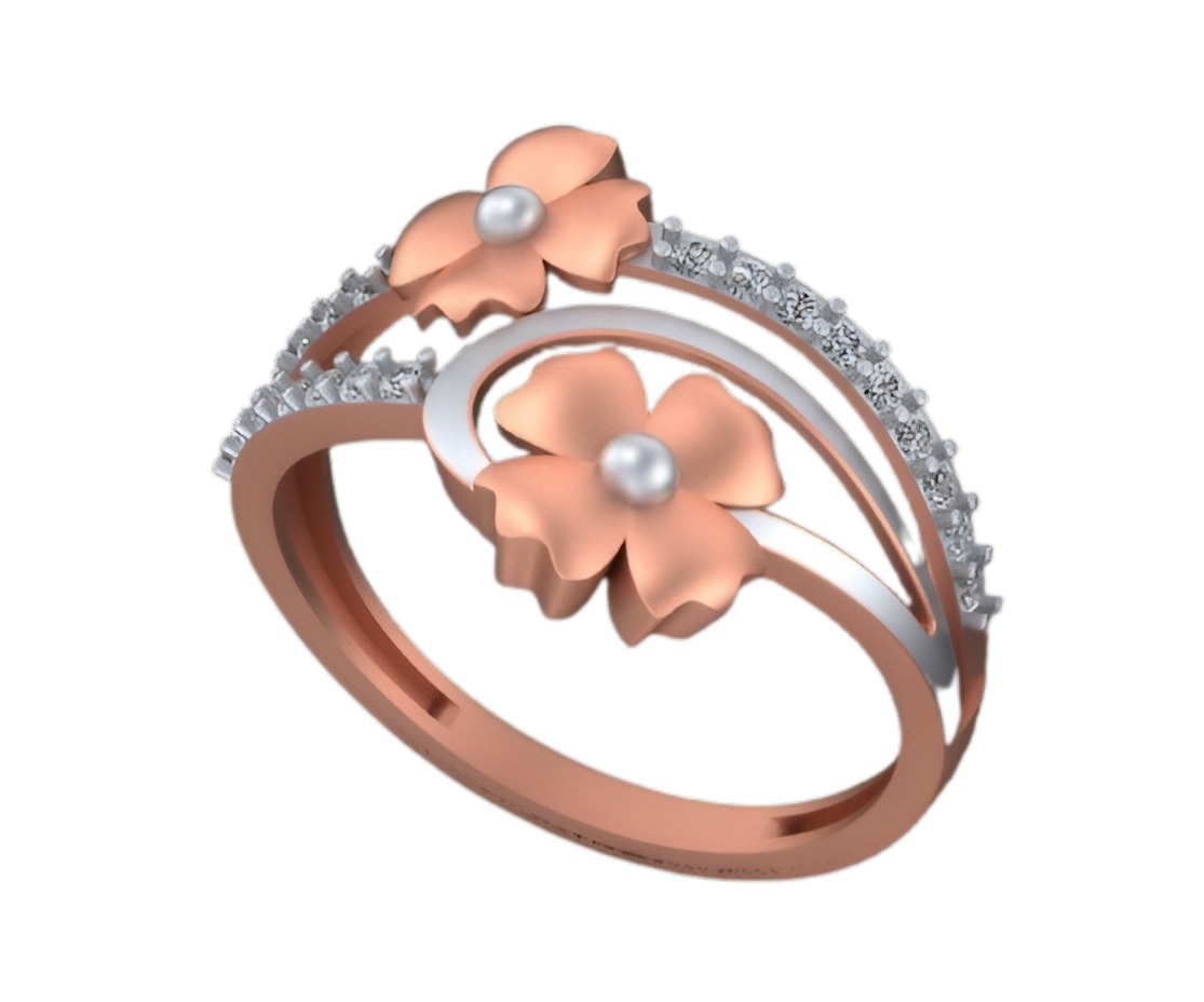 Dual Flower Wire Mesh Light weight italian ring 3dm stl renders 3D print model_1