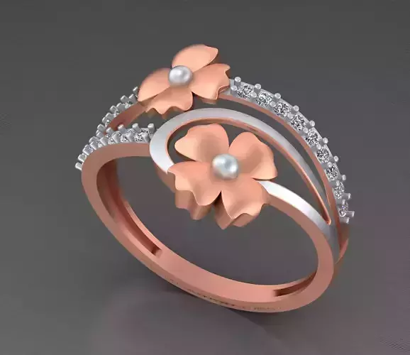 Dual Flower Wire Mesh Light weight italian ring 3dm stl renders 3D print model