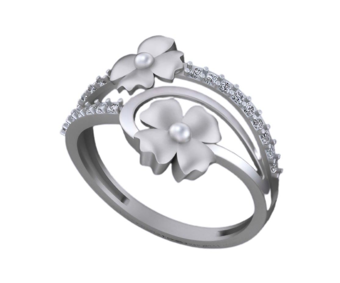 Dual Flower Wire Mesh Light weight italian ring 3dm stl renders 3D print model_4