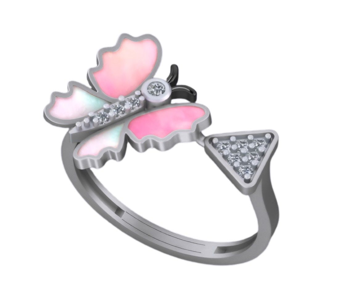Butterfly Light weight italian diamond ring 3dm stl renders  3D print model_2