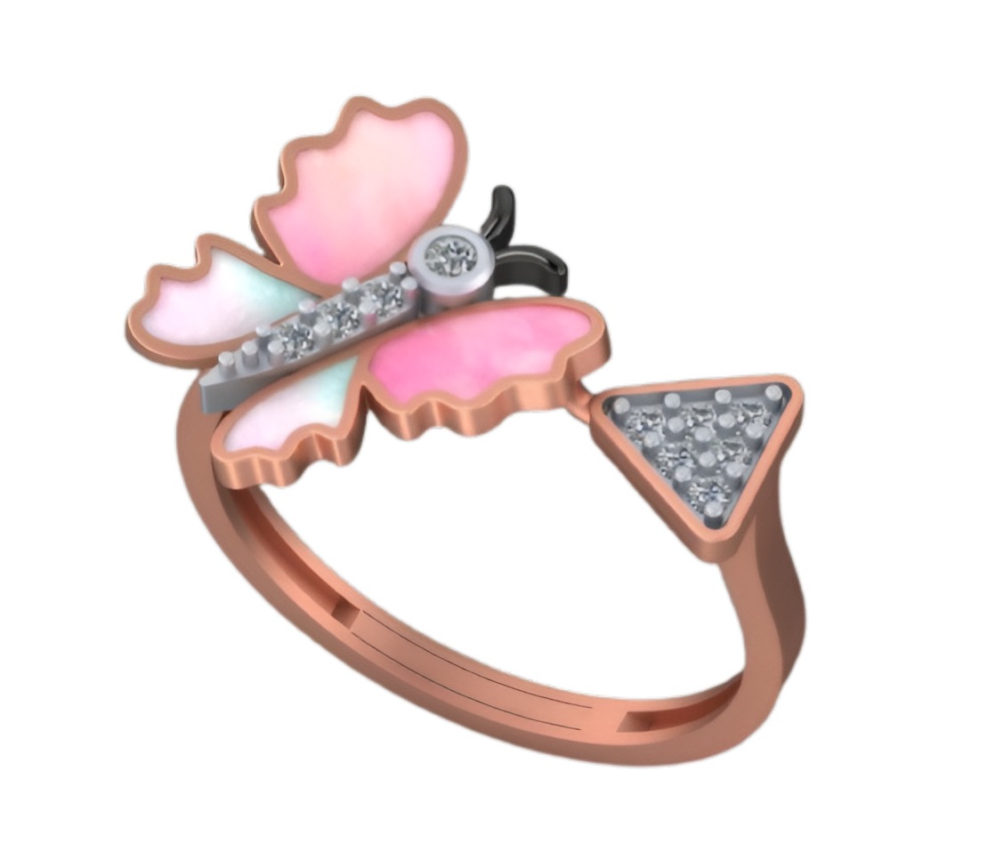 Butterfly Light weight italian diamond ring 3dm stl renders  3D print model_3
