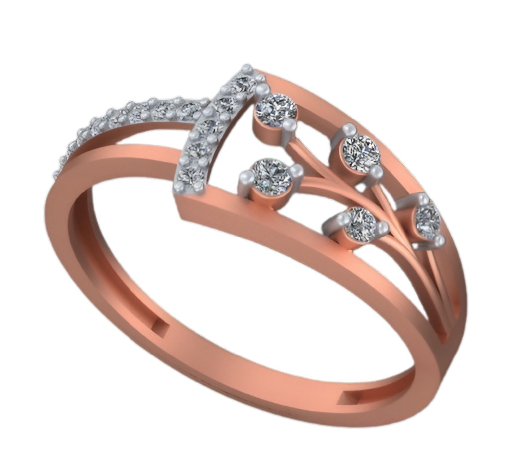 Vines Light weight italian diamond ring 3dm stl renders details 3D print model_1