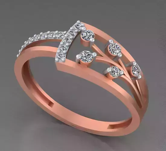 Vines Light weight italian diamond ring 3dm stl renders details