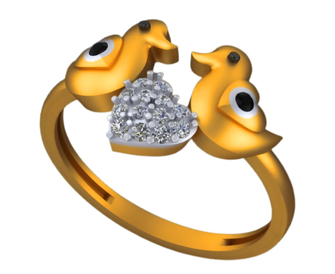 Love Birds Light weight italian  ring 3dm stl renders details 3D print model_5