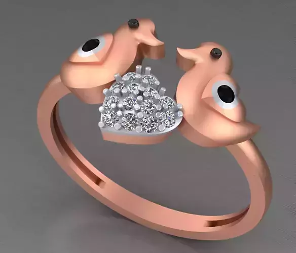 Love Birds Light weight italian  ring 3dm stl renders details 3D print model