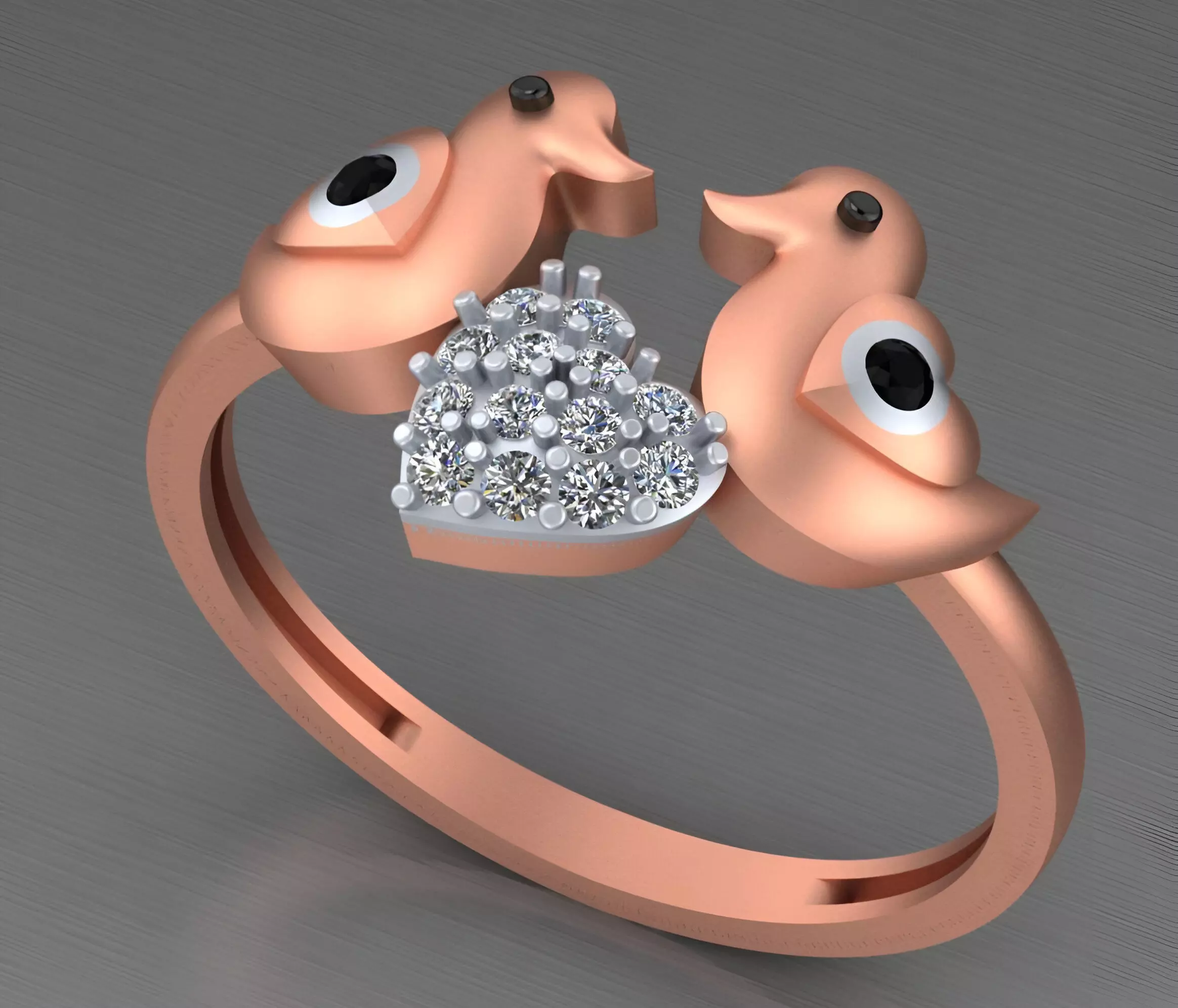 Love Birds Light weight italian  ring 3dm stl renders details 3D print model_0