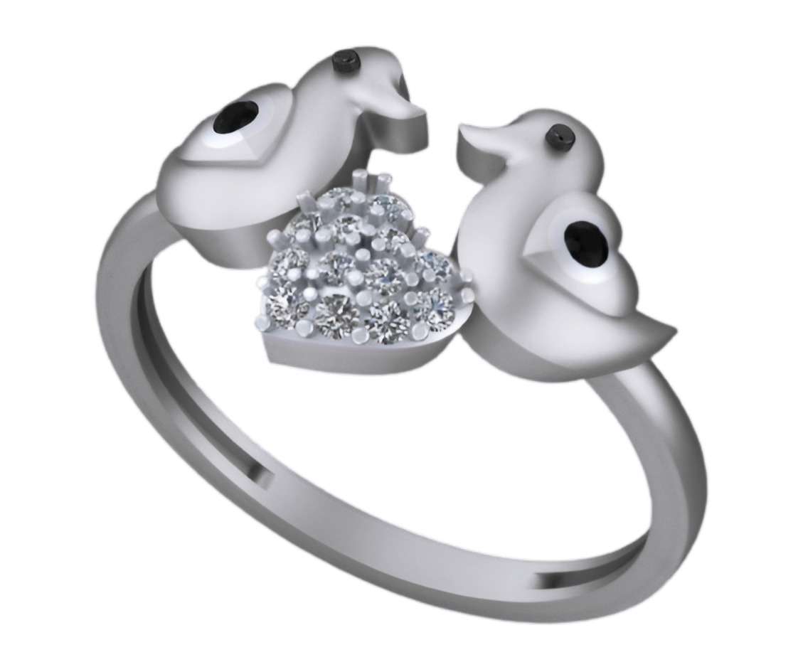 Love Birds Light weight italian  ring 3dm stl renders details 3D print model_4