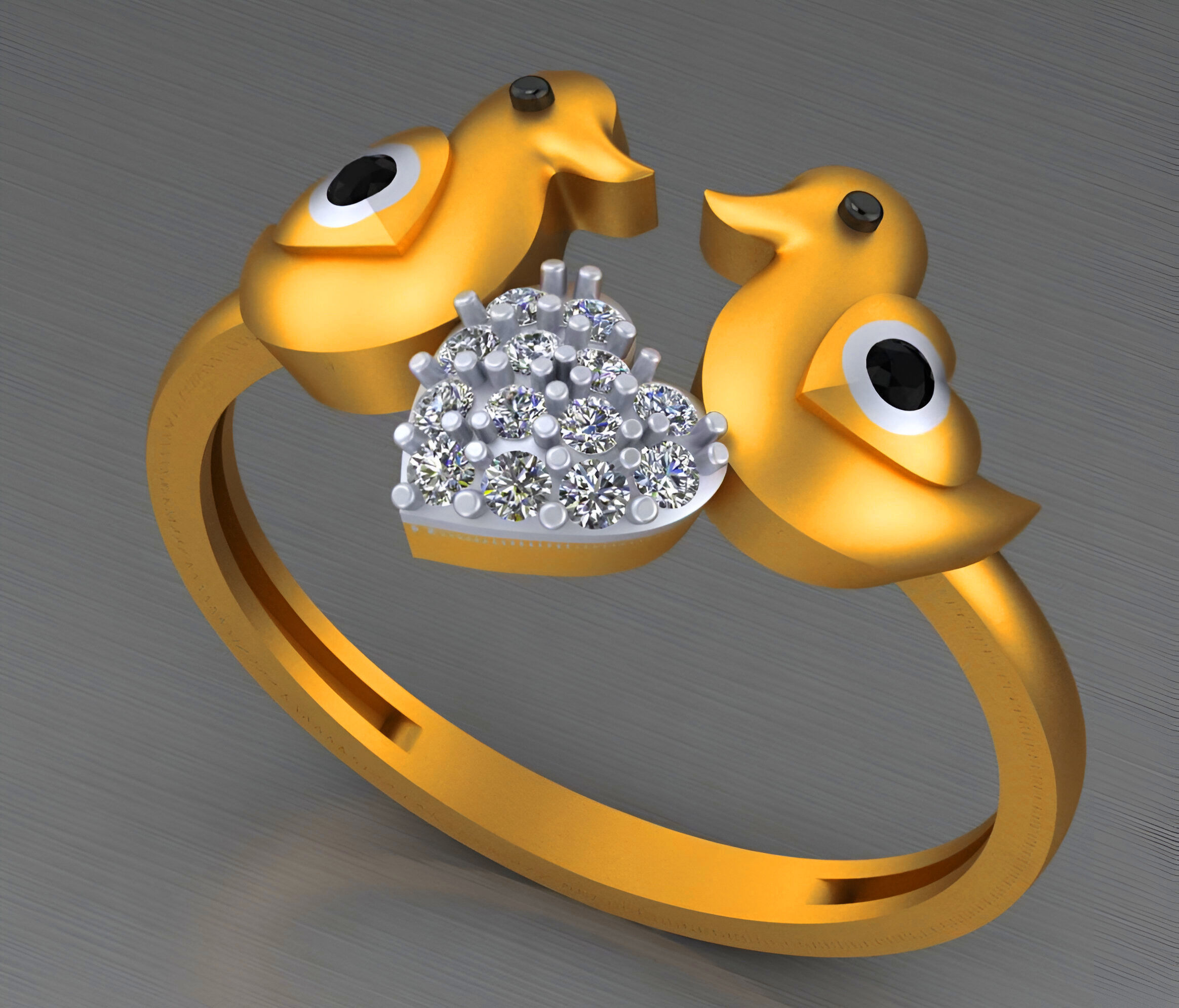 Love Birds Light weight italian  ring 3dm stl renders details 3D print model_2