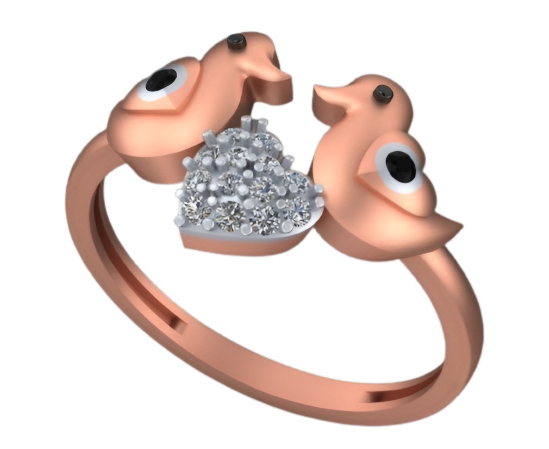 Love Birds Light weight italian  ring 3dm stl renders details 3D print model_7