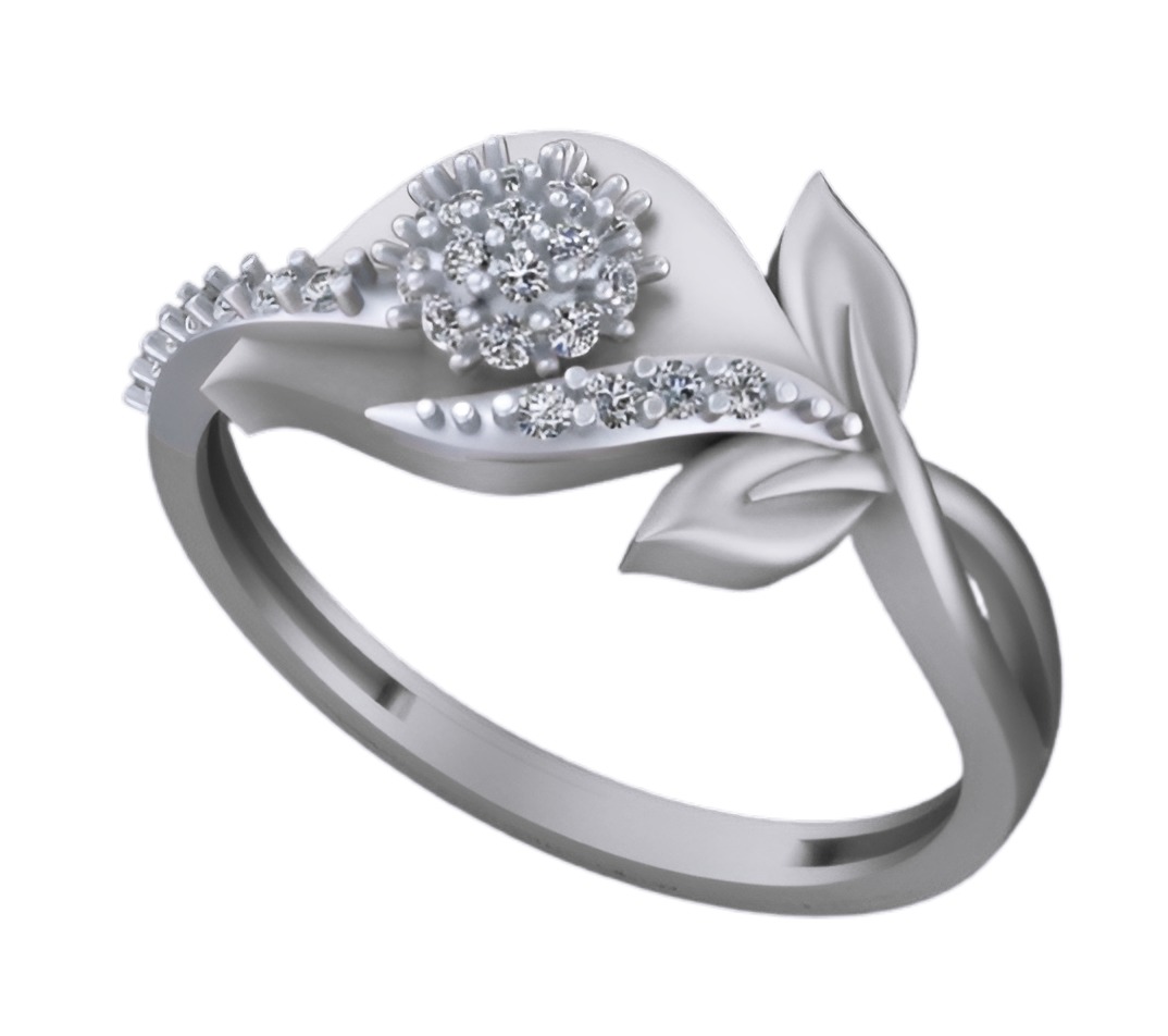Flower Leaves Light weight italian diamond ring 3dm stl renders 3D print model_5