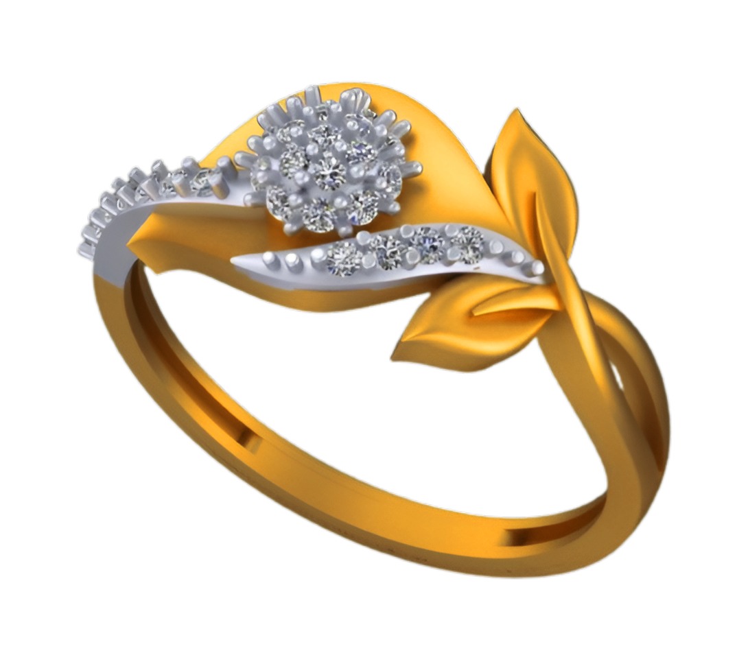 Flower Leaves Light weight italian diamond ring 3dm stl renders 3D print model_7