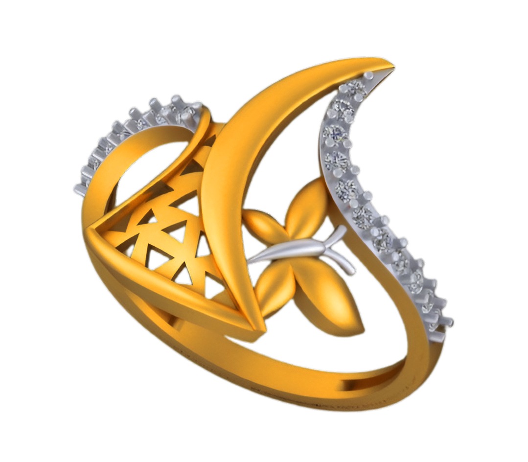 Moon and Butterfly Light weight italian ring 3dm stl renders 3D print model_6