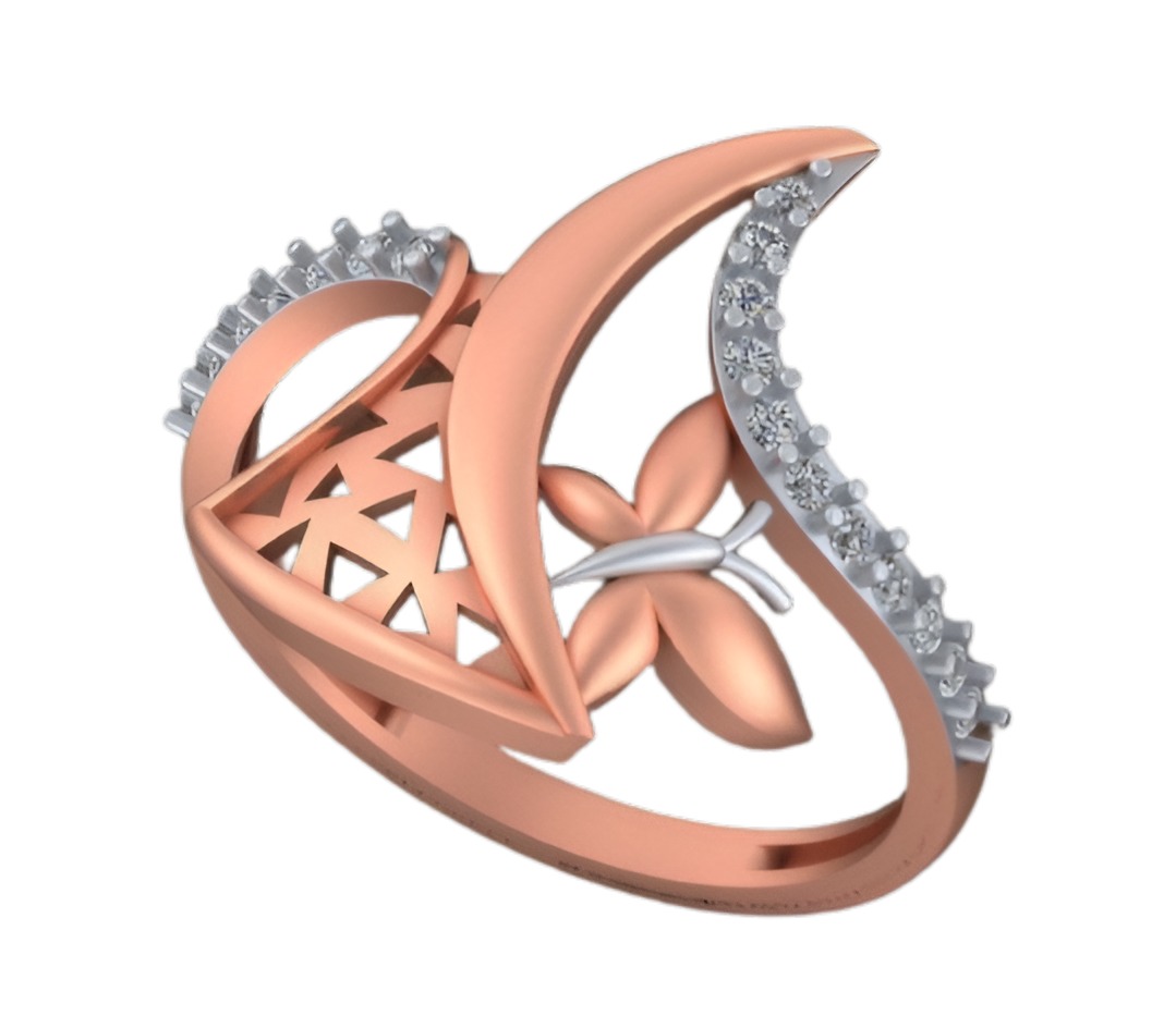 Moon and Butterfly Light weight italian ring 3dm stl renders 3D print model_1