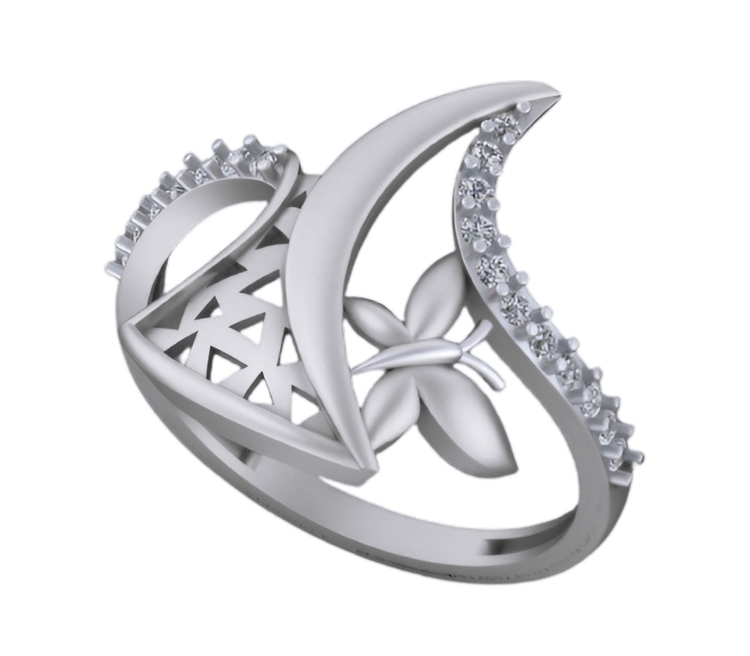 Moon and Butterfly Light weight italian ring 3dm stl renders 3D print model_5